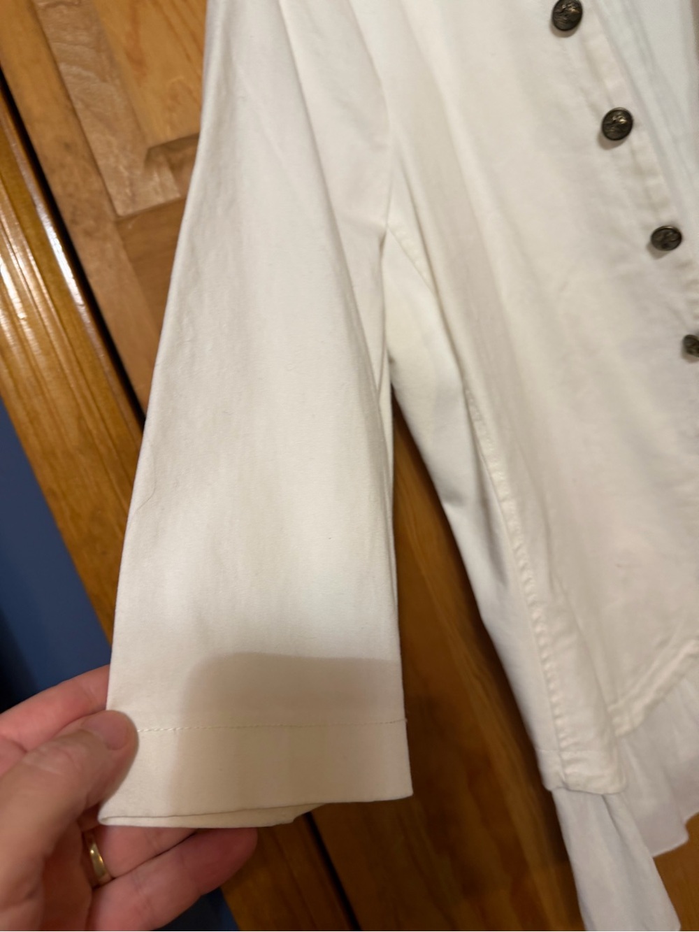 torrid Cream Layered Ruffle-Hem Button Jacket - Picture 6 of 9